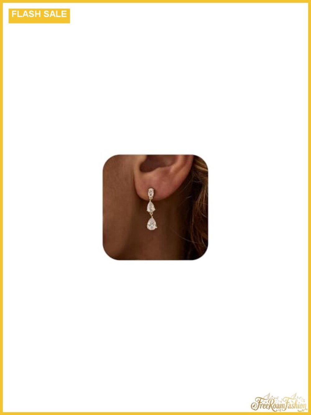 14K Gold Plated Dangle Drop Earrings Cubic Zirconia Wedding Bridal Prom Jewelry